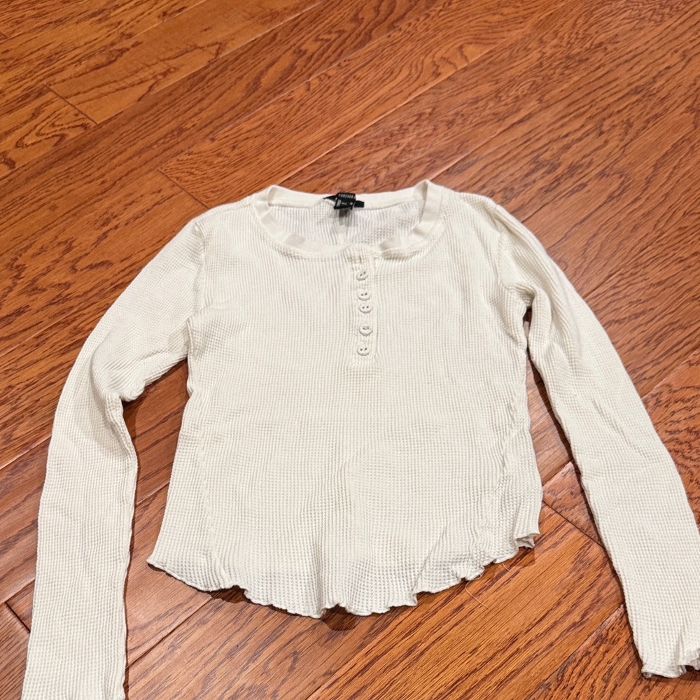 Forever 21 Off-White Textured Knit Top